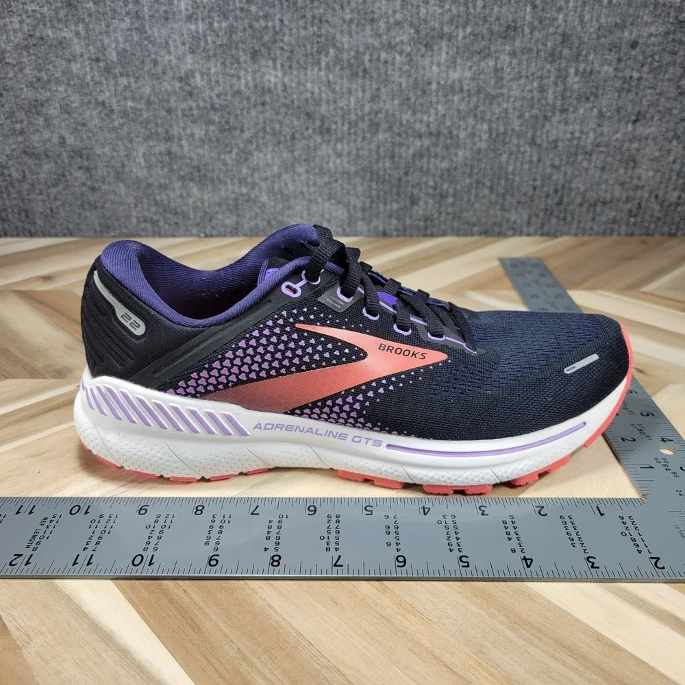Brooks Adrenaline GTS 22 Shoes Women's 9.5 B‎ Black Purple Pink Running Sneakers